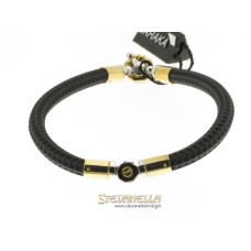 BARAKA' bracciale in oro giallo e bianco 18kt con caucciù referenza BR21040 new